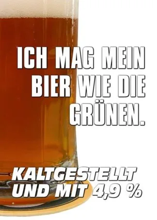 Aufkleber Sticker, Ich mag mein Bier wie die Grünen